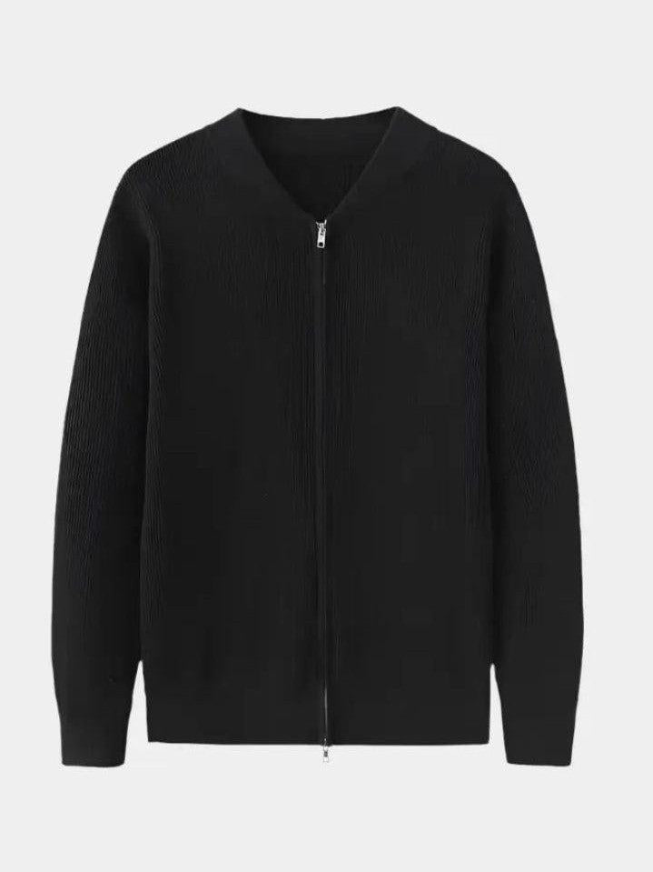 Ewald | Cremefarbene Strickjacke mit Reißverschluss