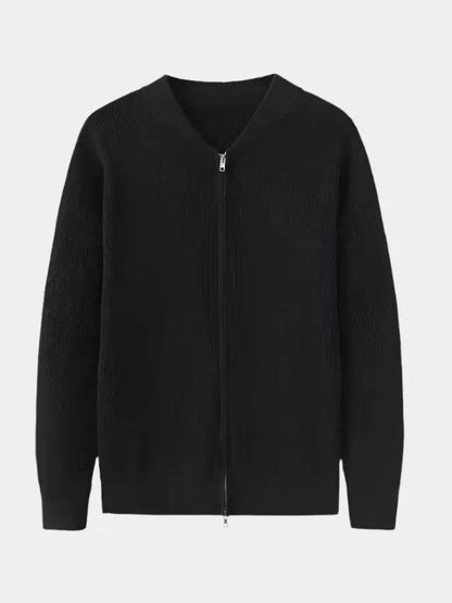 Ewald | Cremefarbene Strickjacke mit Reißverschluss