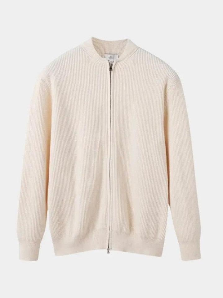 Ewald | Cremefarbene Strickjacke mit Reißverschluss