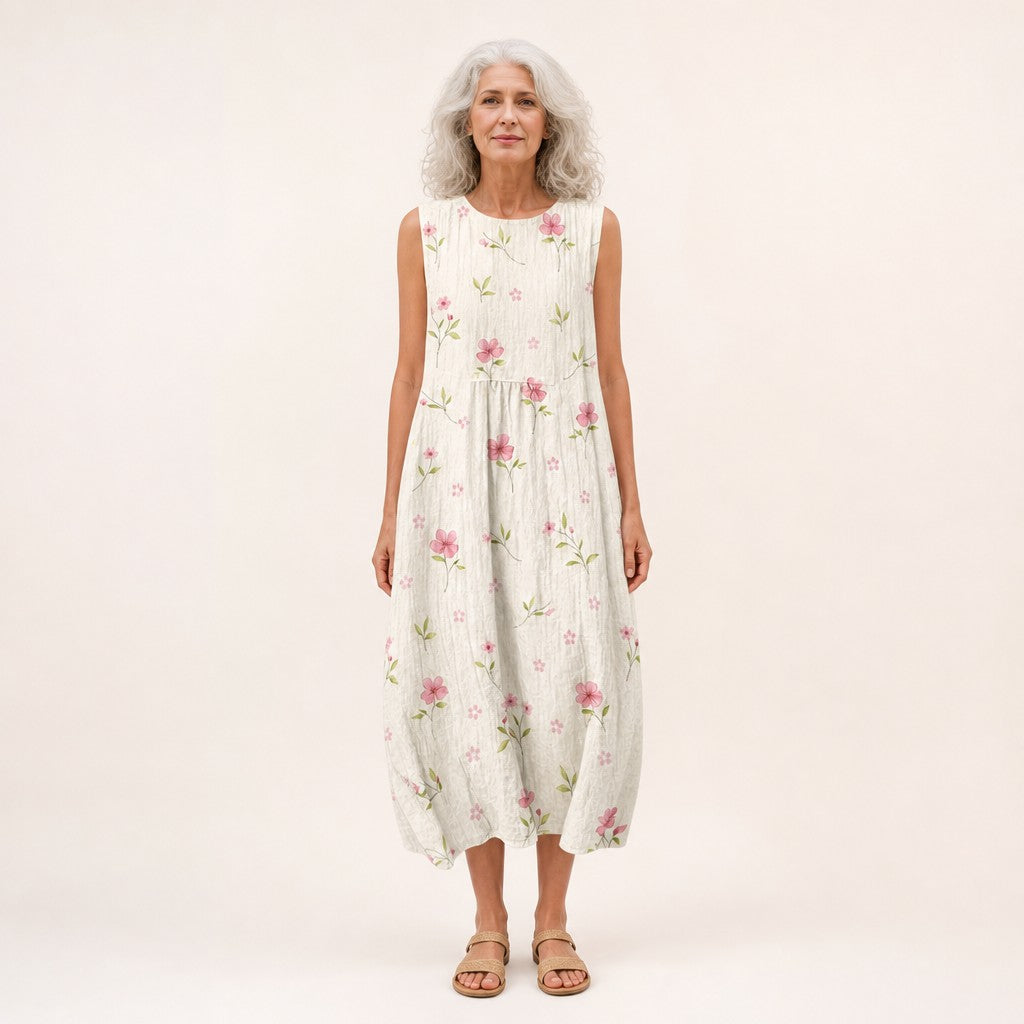 Judith | Ärmelloses Sommerkleid mit Streublüten