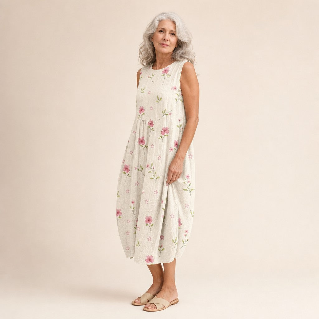 Judith | Ärmelloses Sommerkleid mit Streublüten
