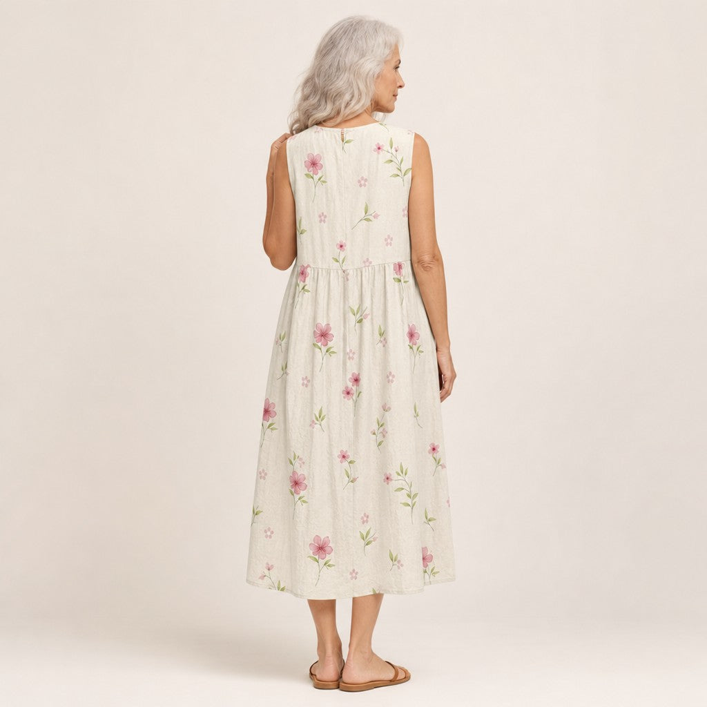 Judith | Ärmelloses Sommerkleid mit Streublüten