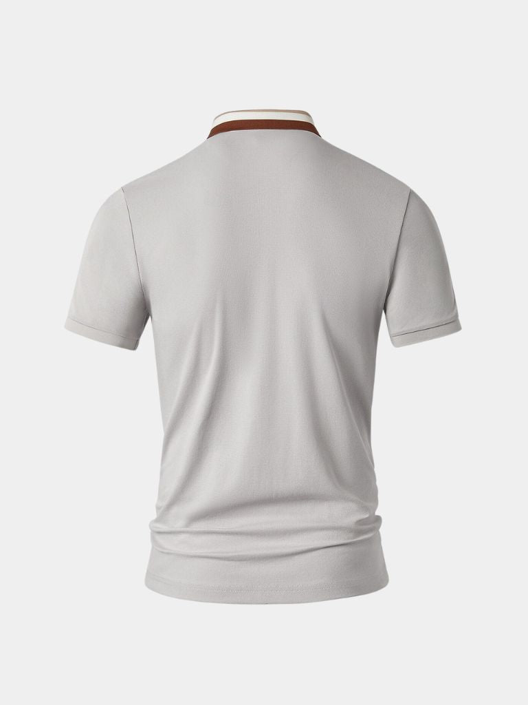 Felix | Hellgraues Poloshirt mit Kontrastkragen