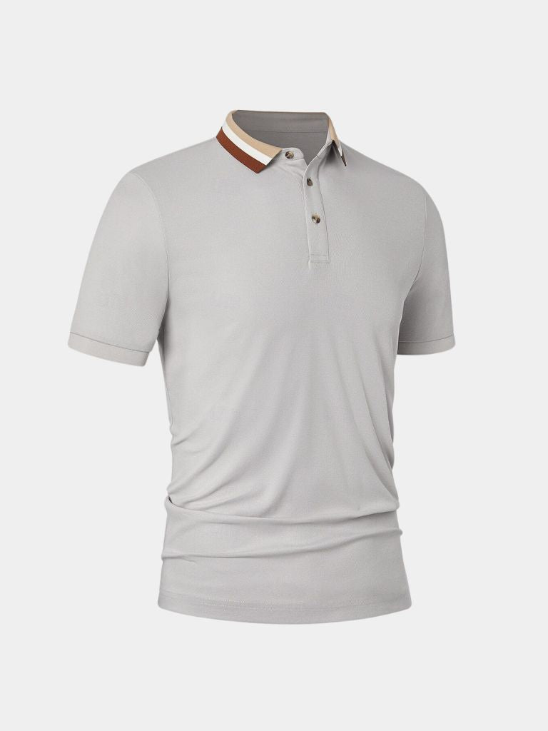 Felix | Hellgraues Poloshirt mit Kontrastkragen
