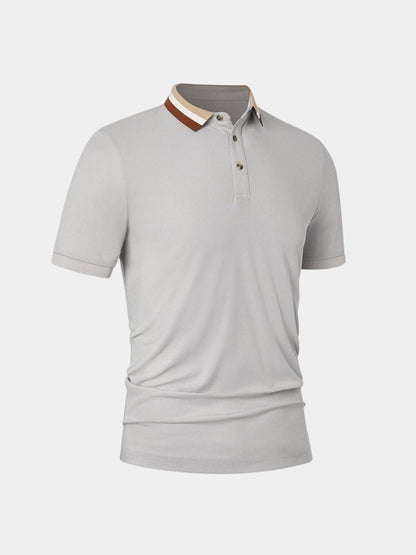 Felix | Hellgraues Poloshirt mit Kontrastkragen