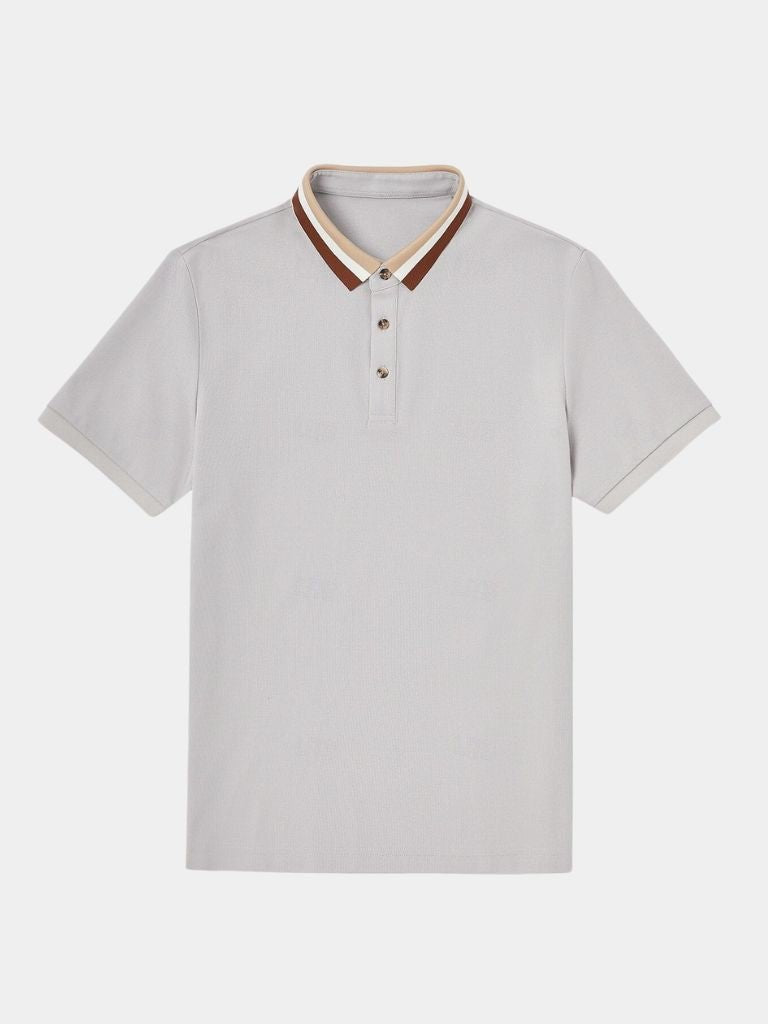 Felix | Hellgraues Poloshirt mit Kontrastkragen