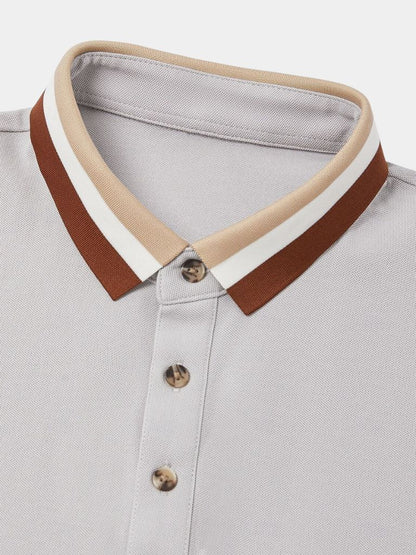 Felix | Hellgraues Poloshirt mit Kontrastkragen