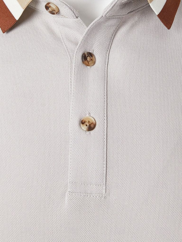 Felix | Hellgraues Poloshirt mit Kontrastkragen