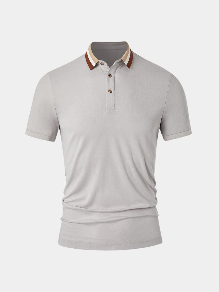 Felix | Hellgraues Poloshirt mit Kontrastkragen