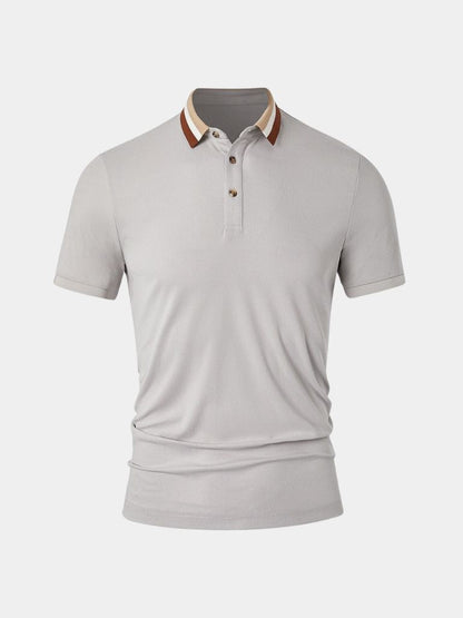 Felix | Hellgraues Poloshirt mit Kontrastkragen