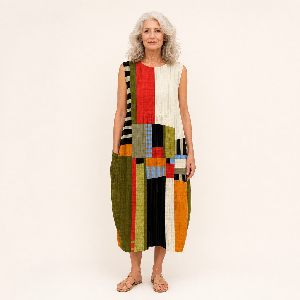 Lotte | Ärmelloses Sommerkleid mit Farbfeldern