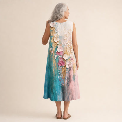 Helma | Ärmelloses Sommerkleid mit Blütenmalerei