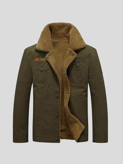 Friedrich | Olivgrüne Jacke mit Teddykragen
