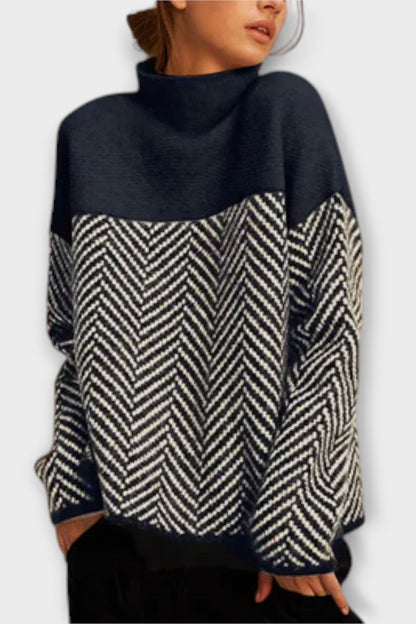 Freya | Camel-Pullover mit Fischgrätmuster