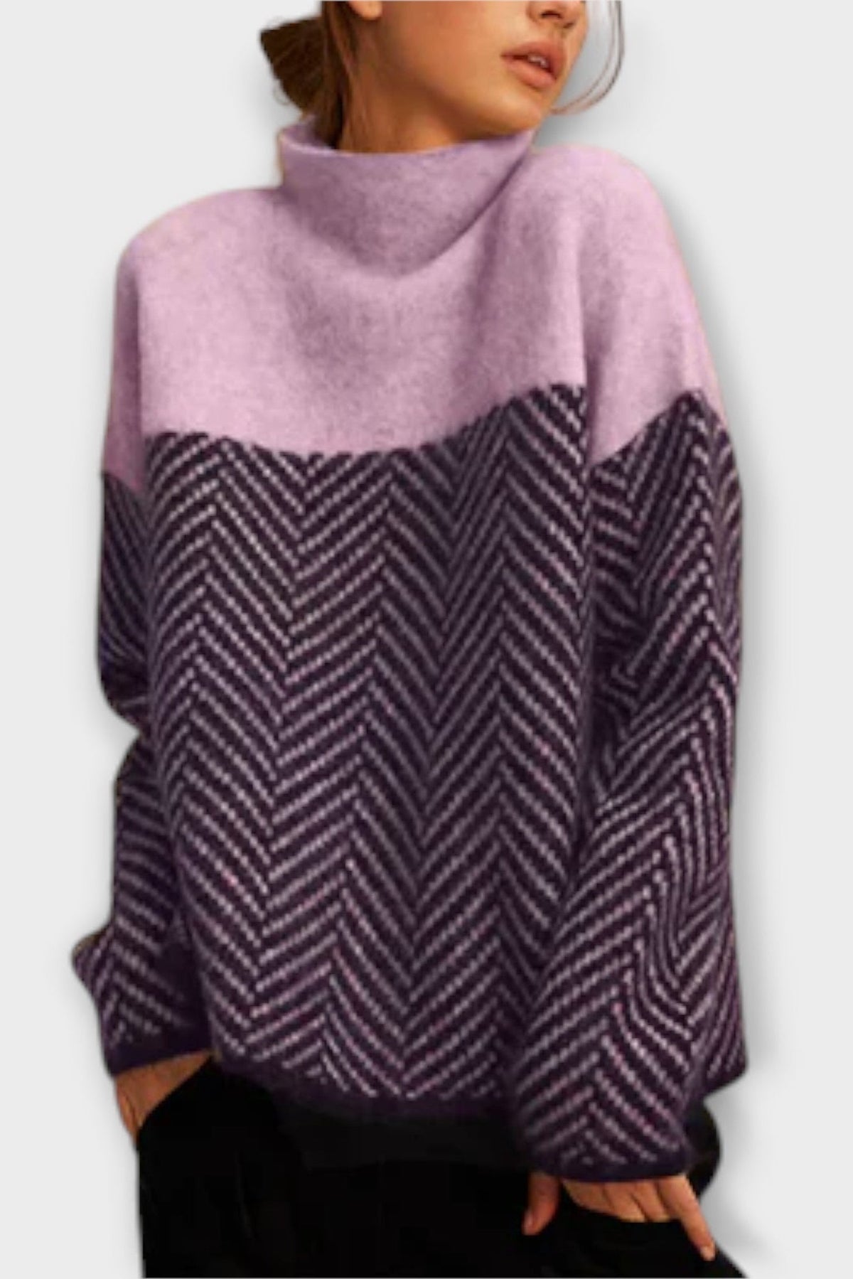 Freya | Camel-Pullover mit Fischgrätmuster