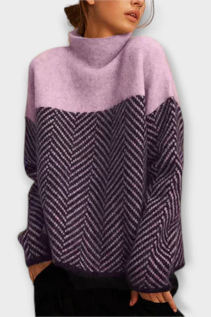 Freya | Camel-Pullover mit Fischgrätmuster