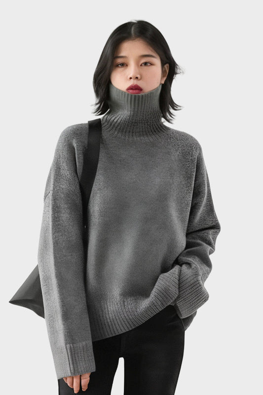 Freda | Anthrazitfarbener Rollkragenpullover