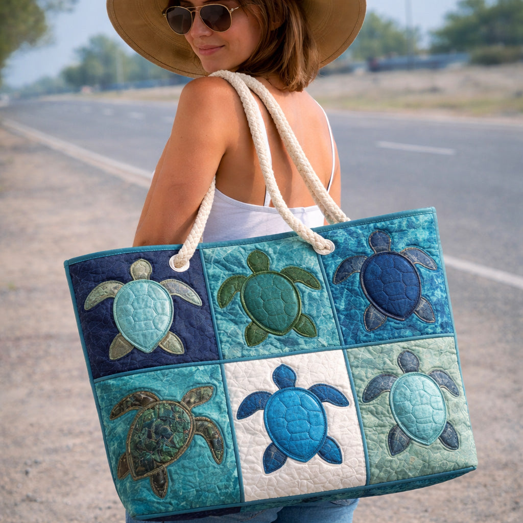 Nicole | Gesteppte Strandtasche mit Motiv Sechs Schildkröten