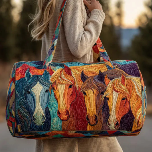 Viktoria | Gesteppte Reisetasche mit Motiv Gemalte Pferde
