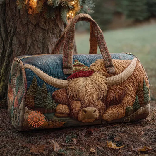 Tatjana | Gesteppte Reisetasche mit Motiv Hochlandrind in Ruhe