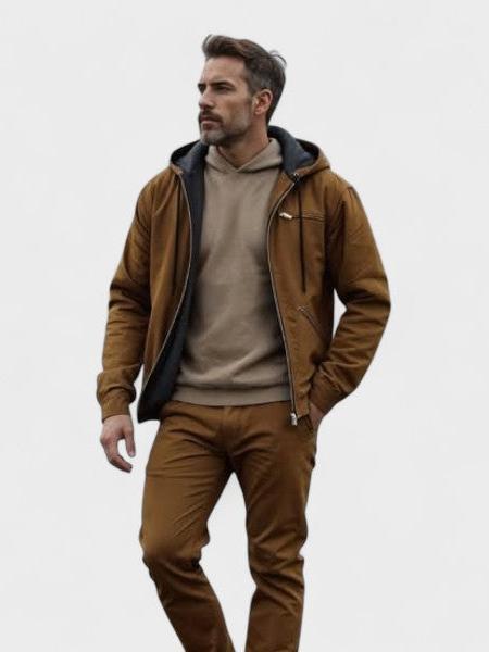 Georg | Braune Kapuzenjacke mit Reißverschluss