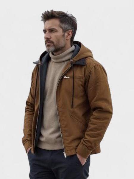 Georg | Braune Kapuzenjacke mit Reißverschluss
