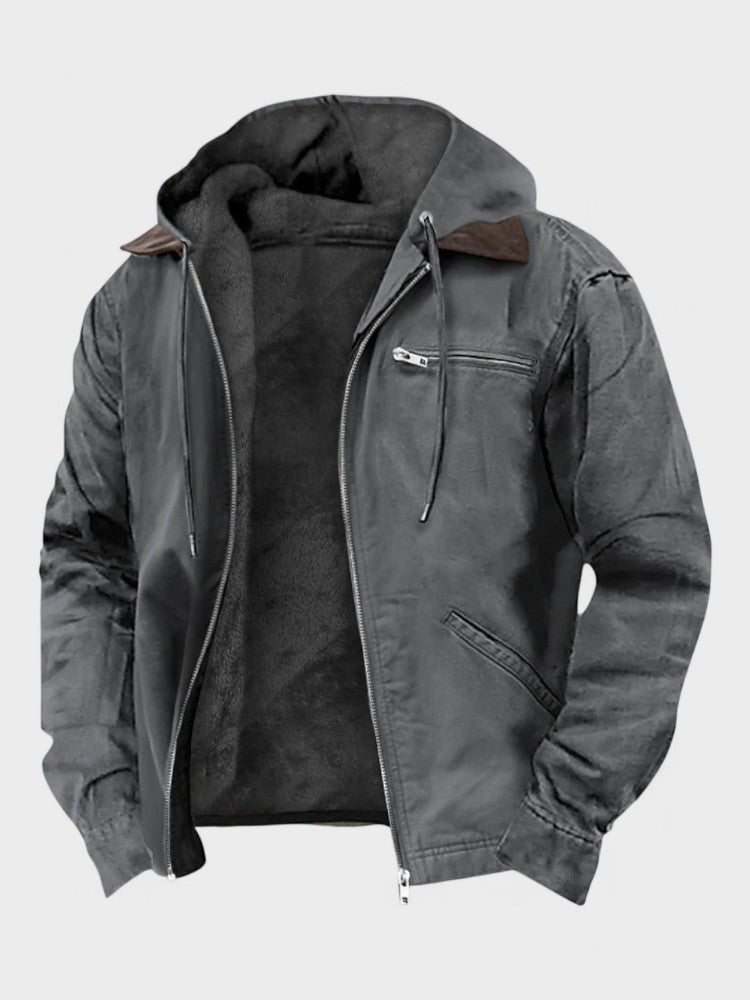 Georg | Braune Kapuzenjacke mit Reißverschluss
