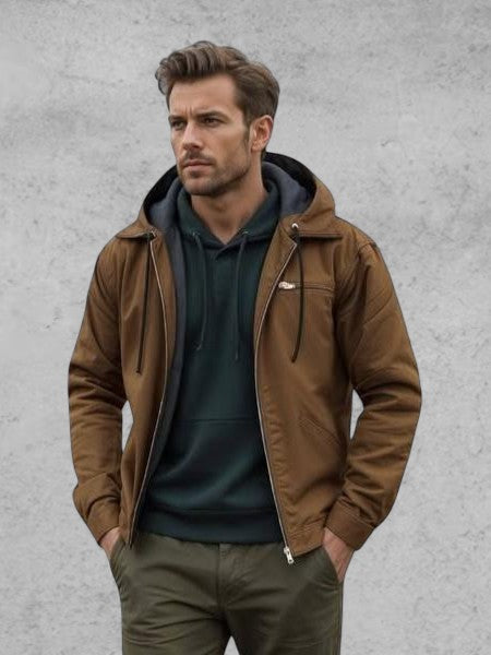 Georg | Braune Kapuzenjacke mit Reißverschluss