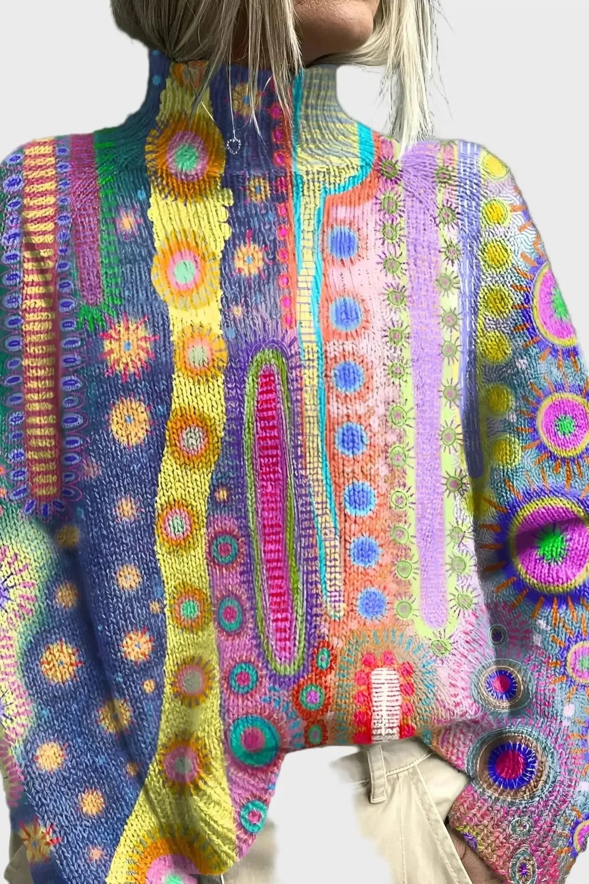 Gina | Bunter Strickpullover im Boho-Stil