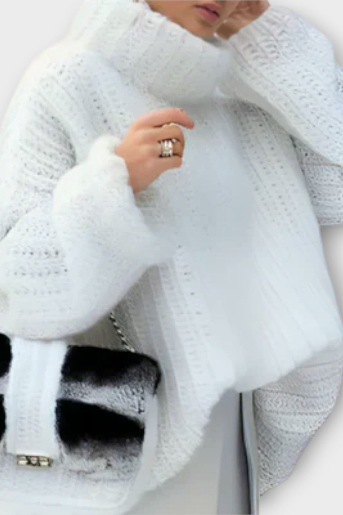 Grace | Weißer Strukturstrickpullover
