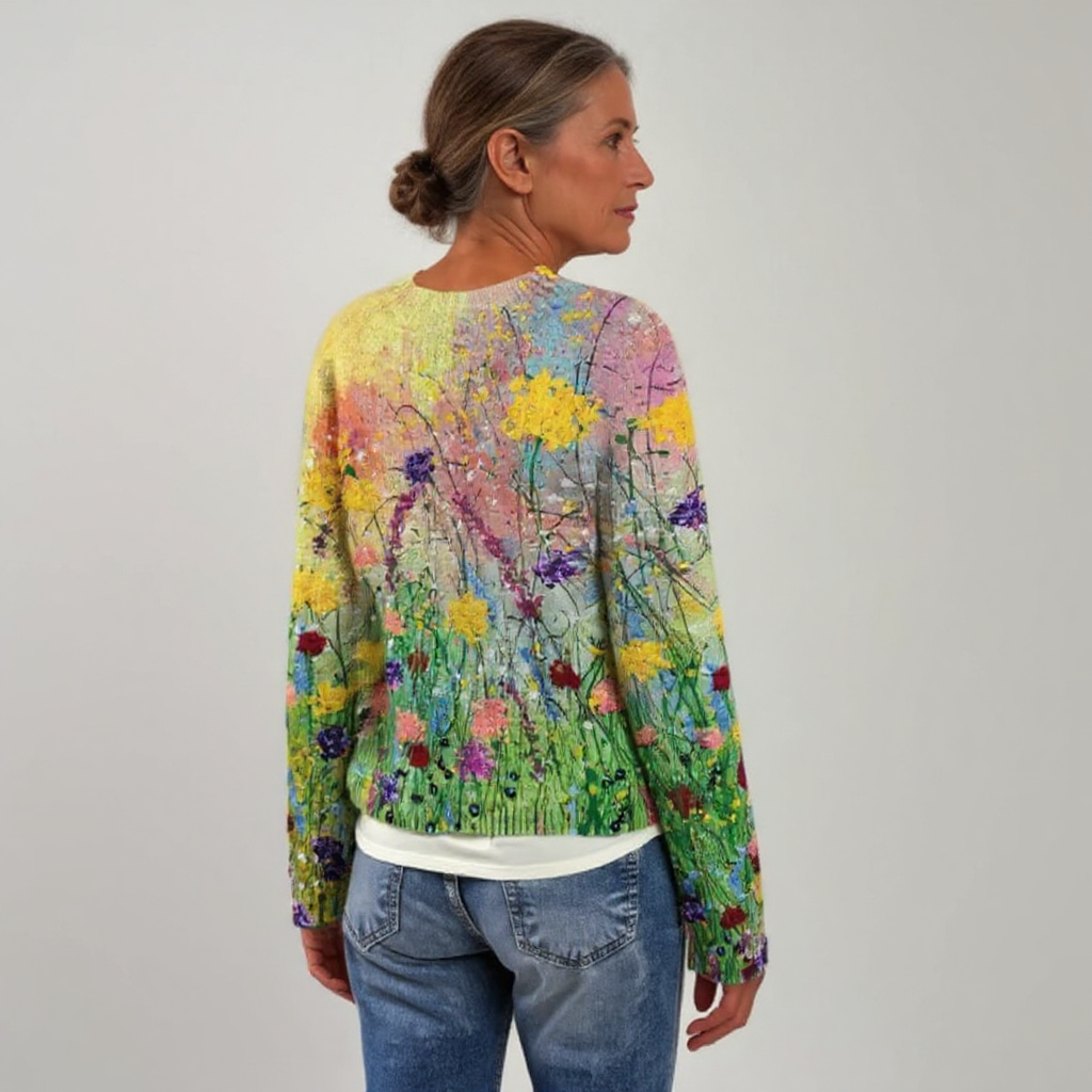 Gerlinde | Strickpullover mit Blumenwiesenmuster