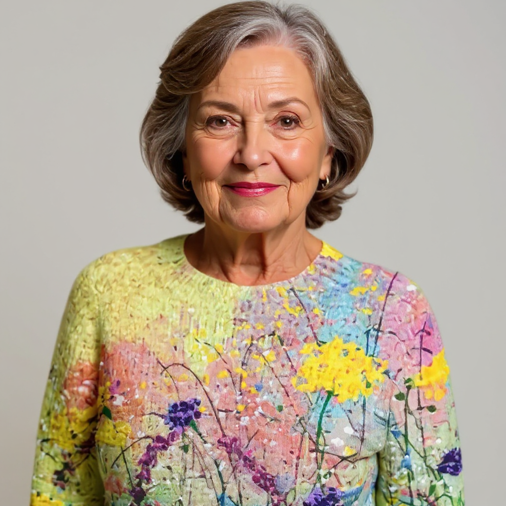Gerlinde | Strickpullover mit Blumenwiesenmuster