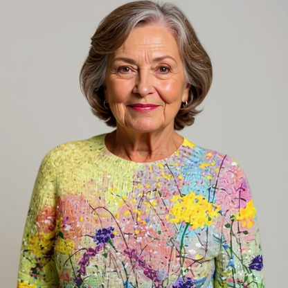 Gerlinde | Strickpullover mit Blumenwiesenmuster