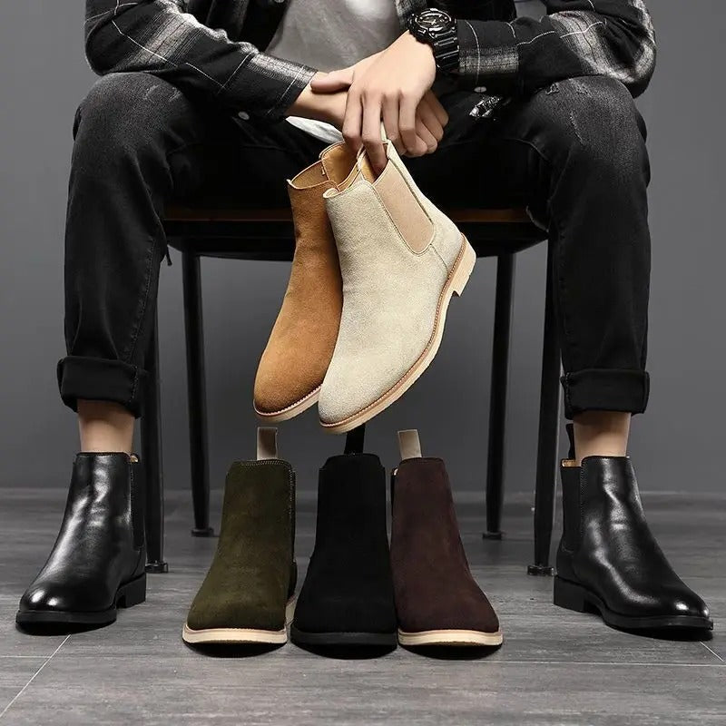 Hagen | Beige Chelsea-Boots in Veloursoptik