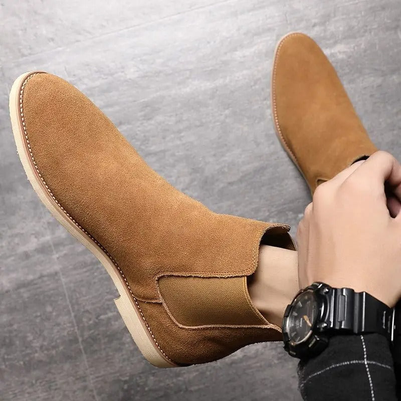 Hagen | Beige Chelsea-Boots in Veloursoptik