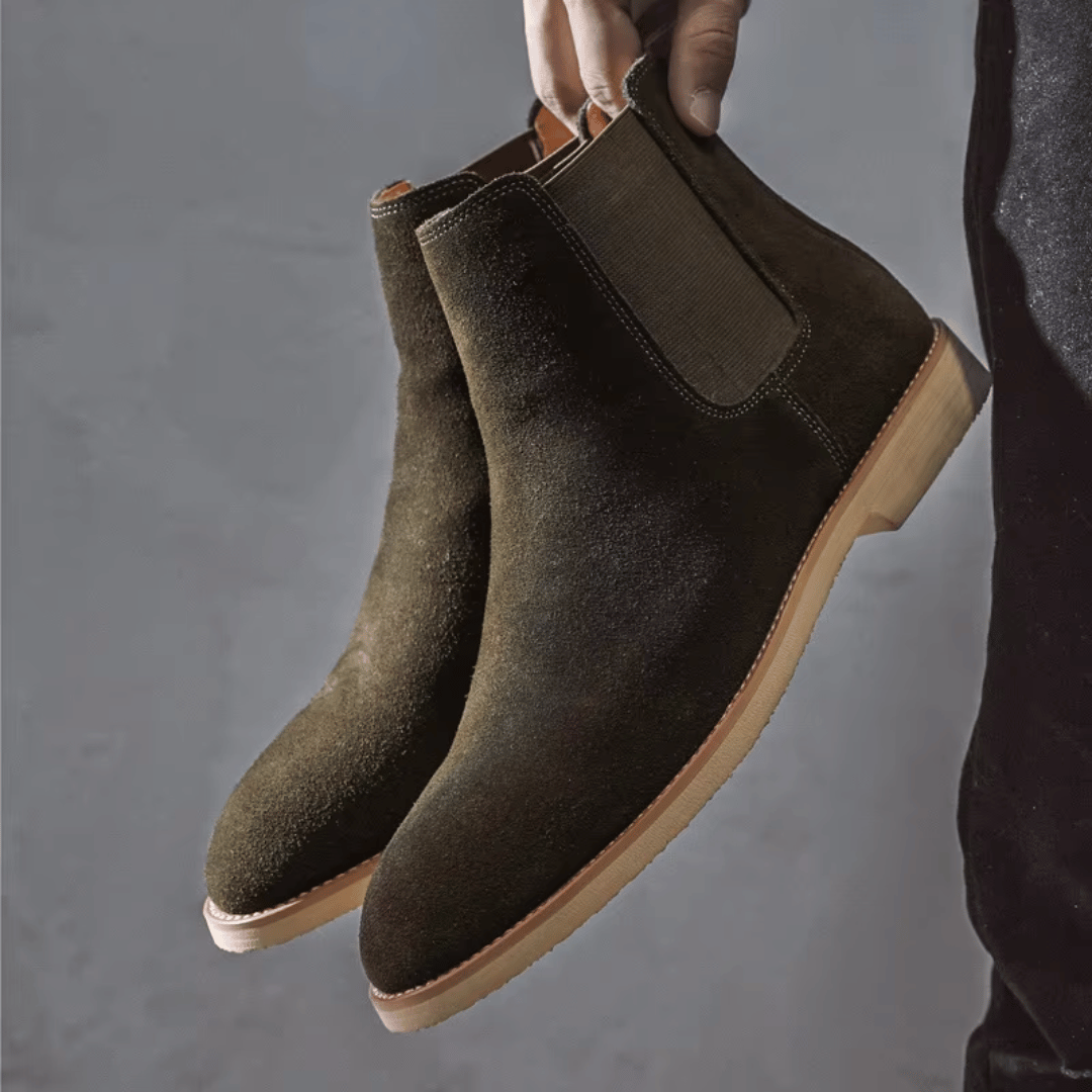 Hagen | Beige Chelsea-Boots in Veloursoptik