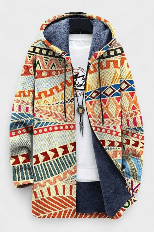 Hattie | Kapuzenjacke mit Ethno-Geometriemuster