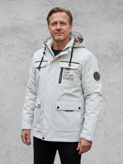 Hannes | Weiße Winterjacke mit Kapuze
