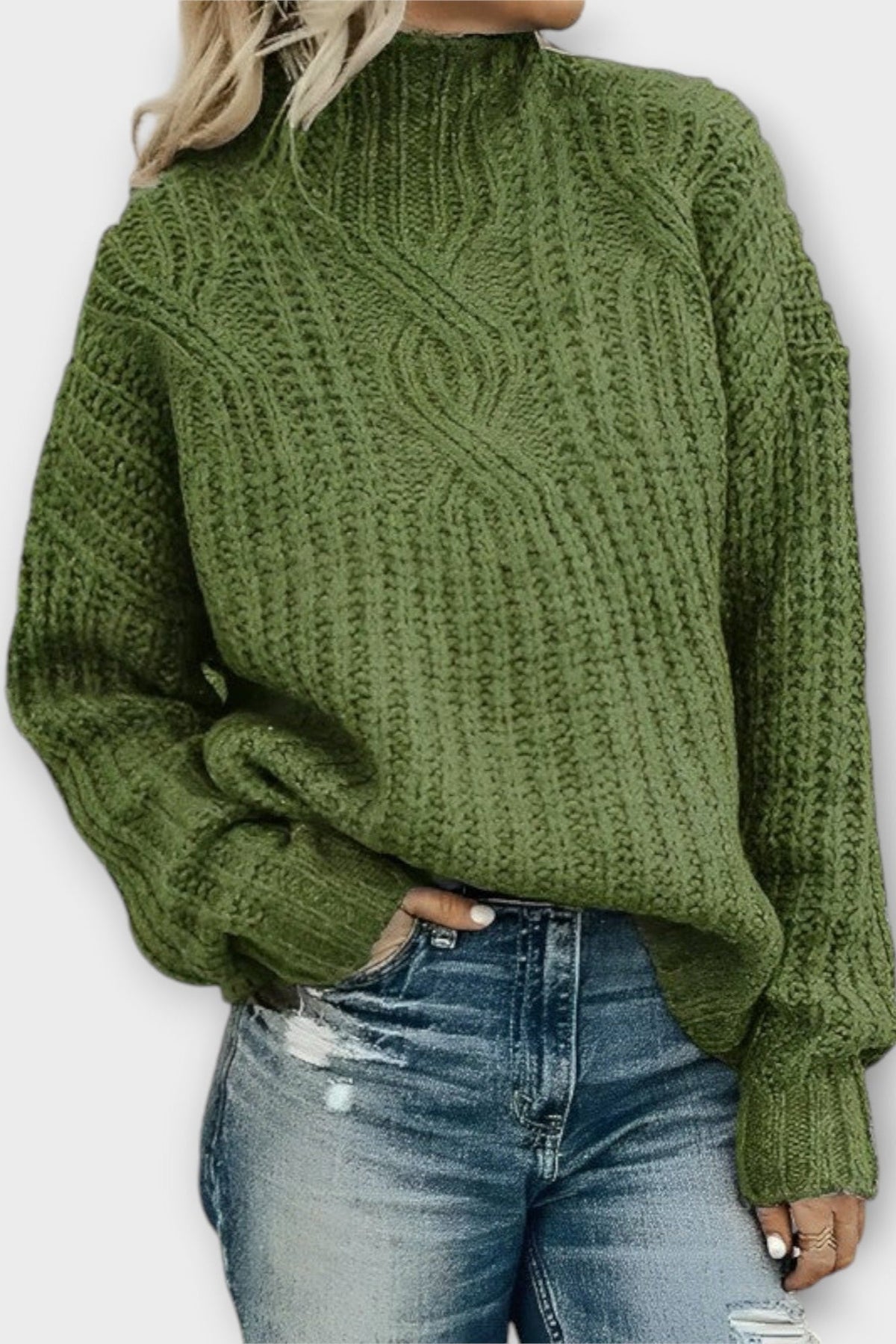Harper | Schwarzer Grobstrickpullover