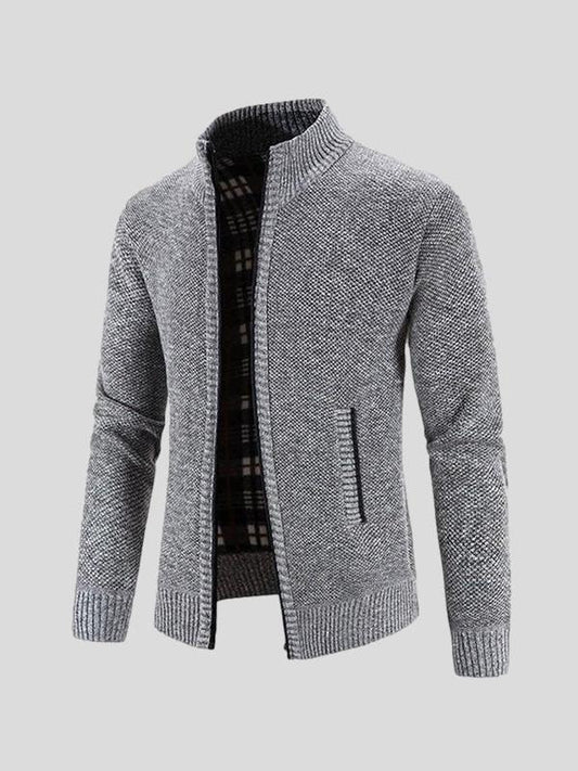 Heinz | Graue Struktur-Strickjacke