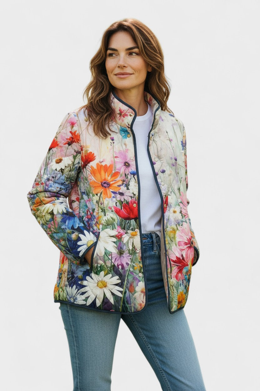Hedwig | Gesteppte Jacke mit bunten Wiesenblumen