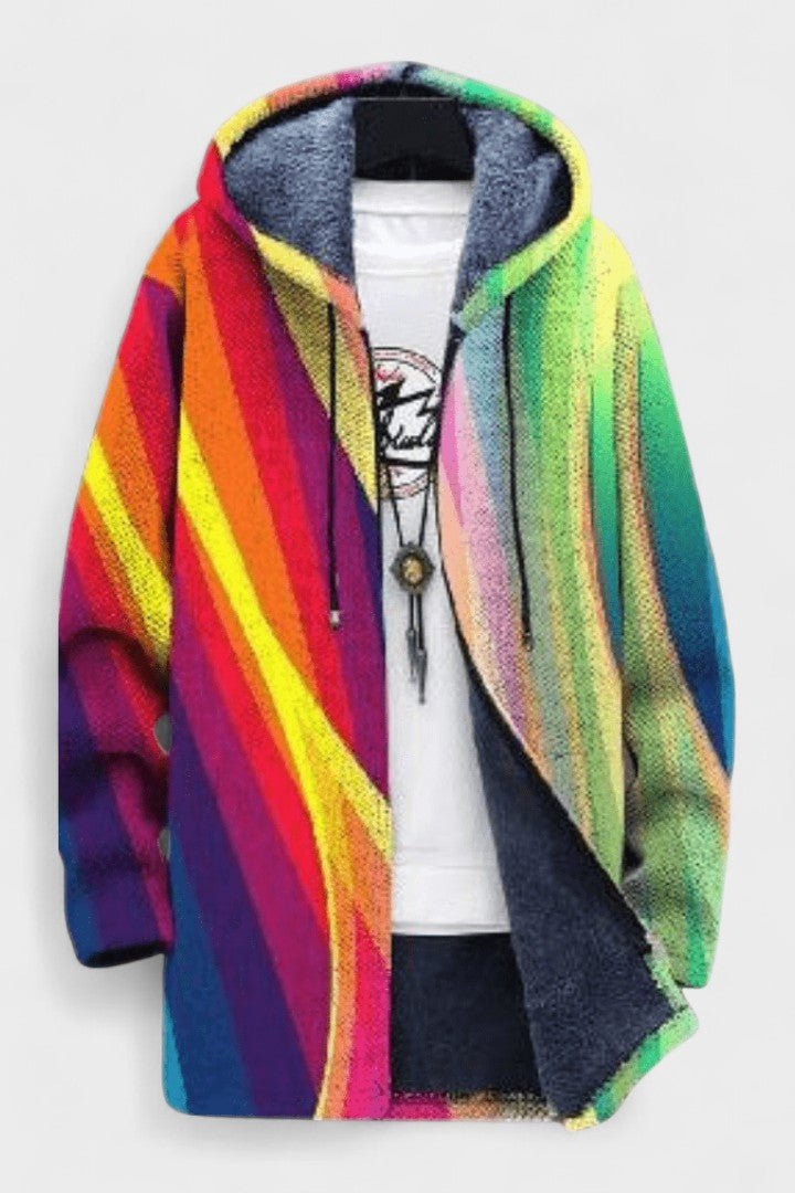 Helena | Kapuzenjacke mit bunten Regenbogenstreifen