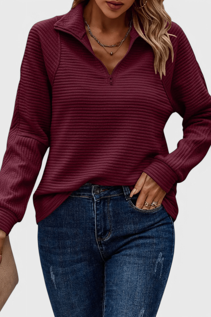Helena | Altrosa Pullover mit kurzem Reißverschluss