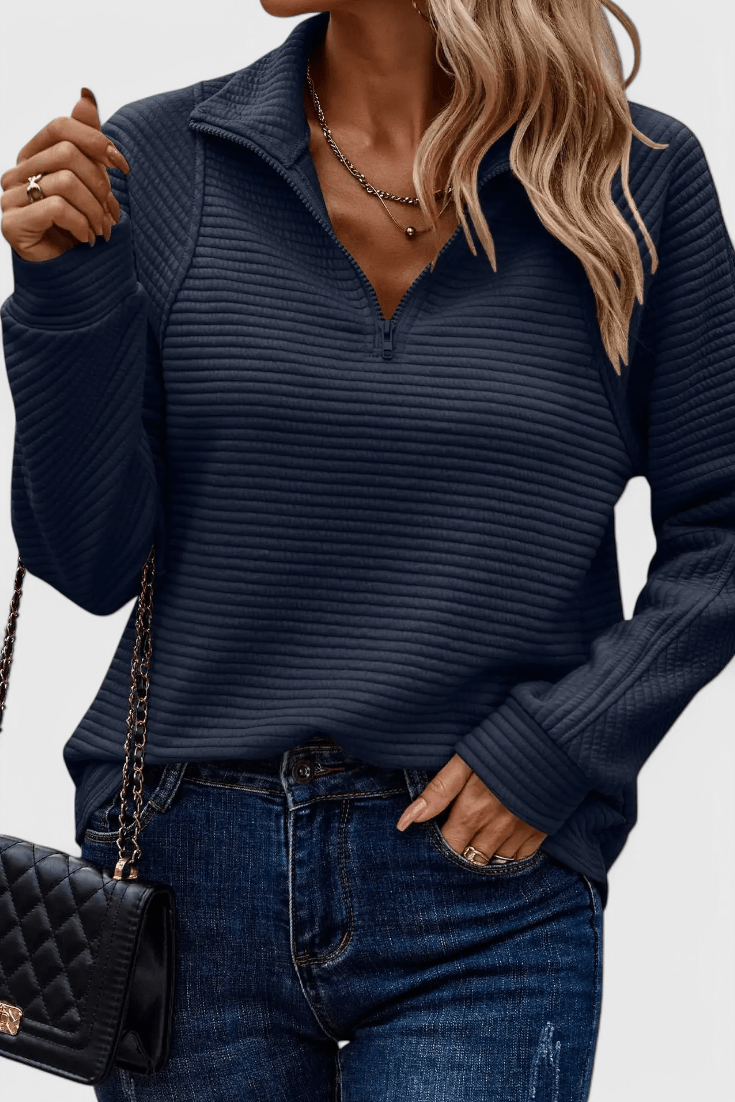 Helena | Altrosa Pullover mit kurzem Reißverschluss