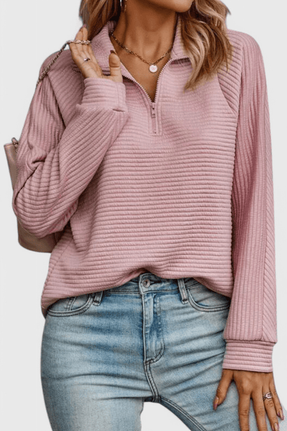 Helena | Altrosa Pullover mit kurzem Reißverschluss