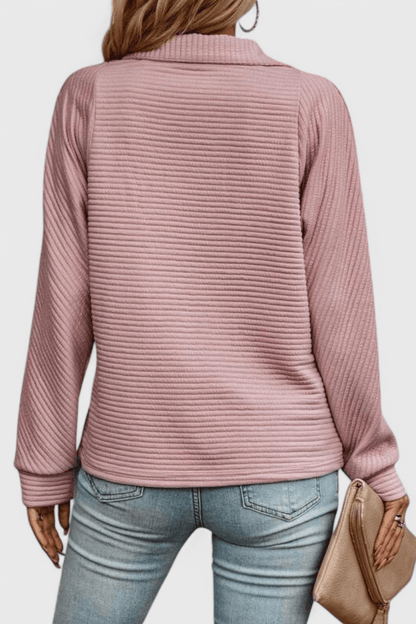 Helena | Altrosa Pullover mit kurzem Reißverschluss