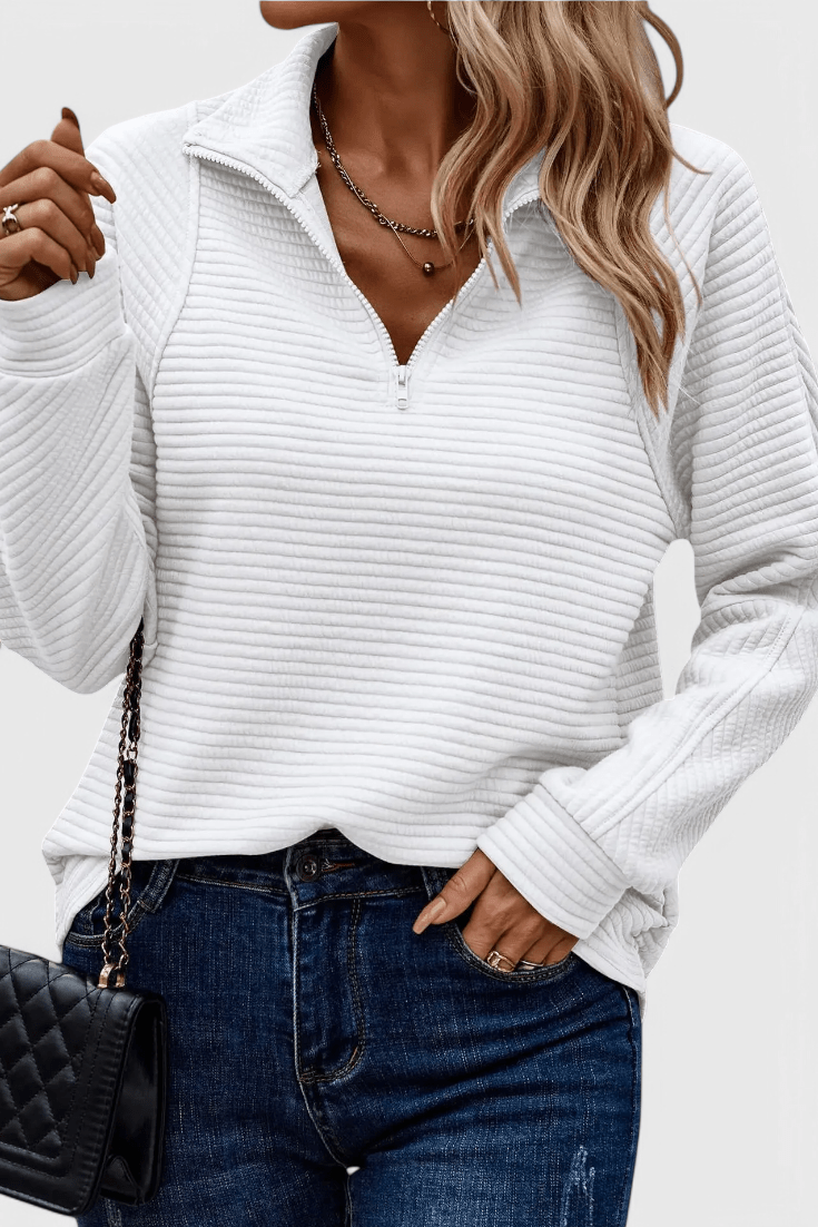 Helena | Altrosa Pullover mit kurzem Reißverschluss