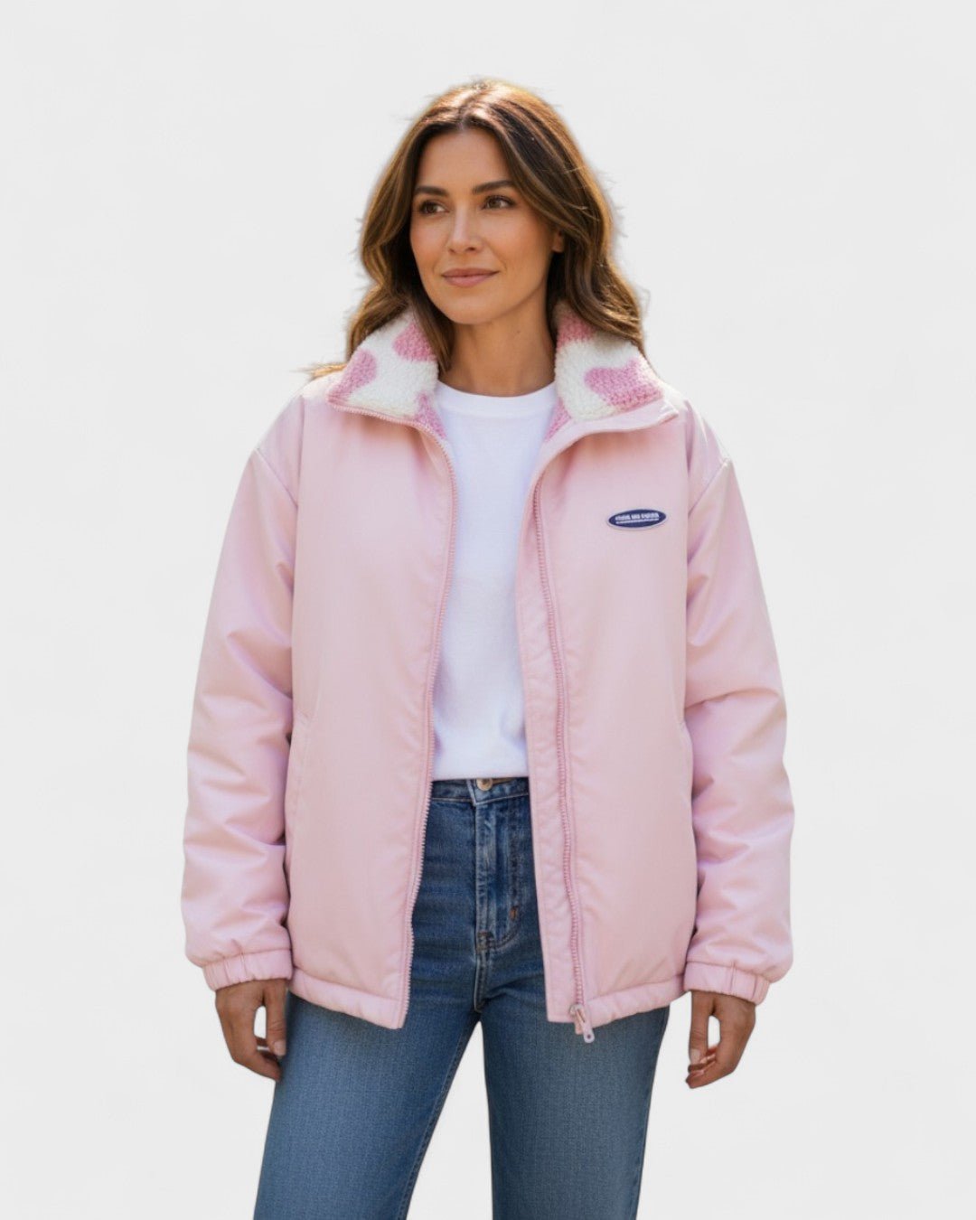 Helena | Wendbare Fleecejacke mit Herzmuster
