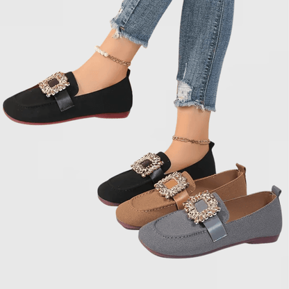 Hannelore | Schwarzer Loafer mit Schmuckspange