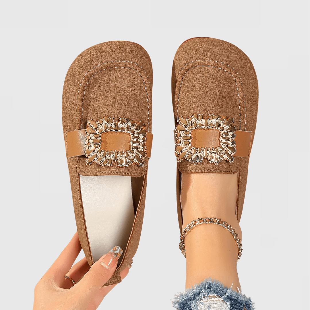 Hannelore | Schwarzer Loafer mit Schmuckspange